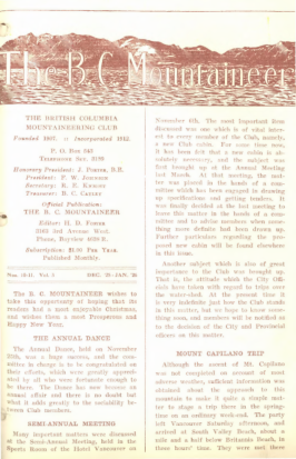 The B.C. Mountaineer 1925 December cover